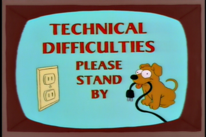 The Simpsons and The Critic Technical Difficulty Slides